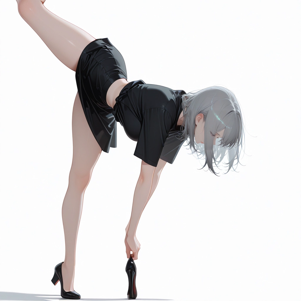 1girl, solo, skirt, black shirt, black skirt, shirt · Yamete.gg