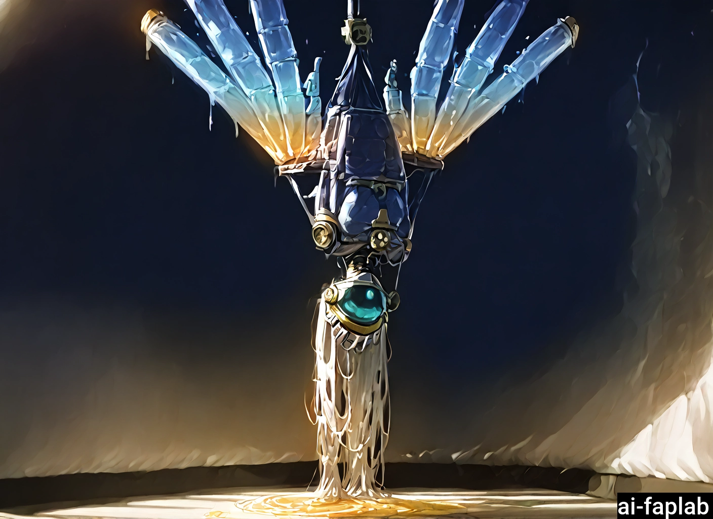 1girl, solo, upside-down, long hair, ice, bound · Yamete.gg