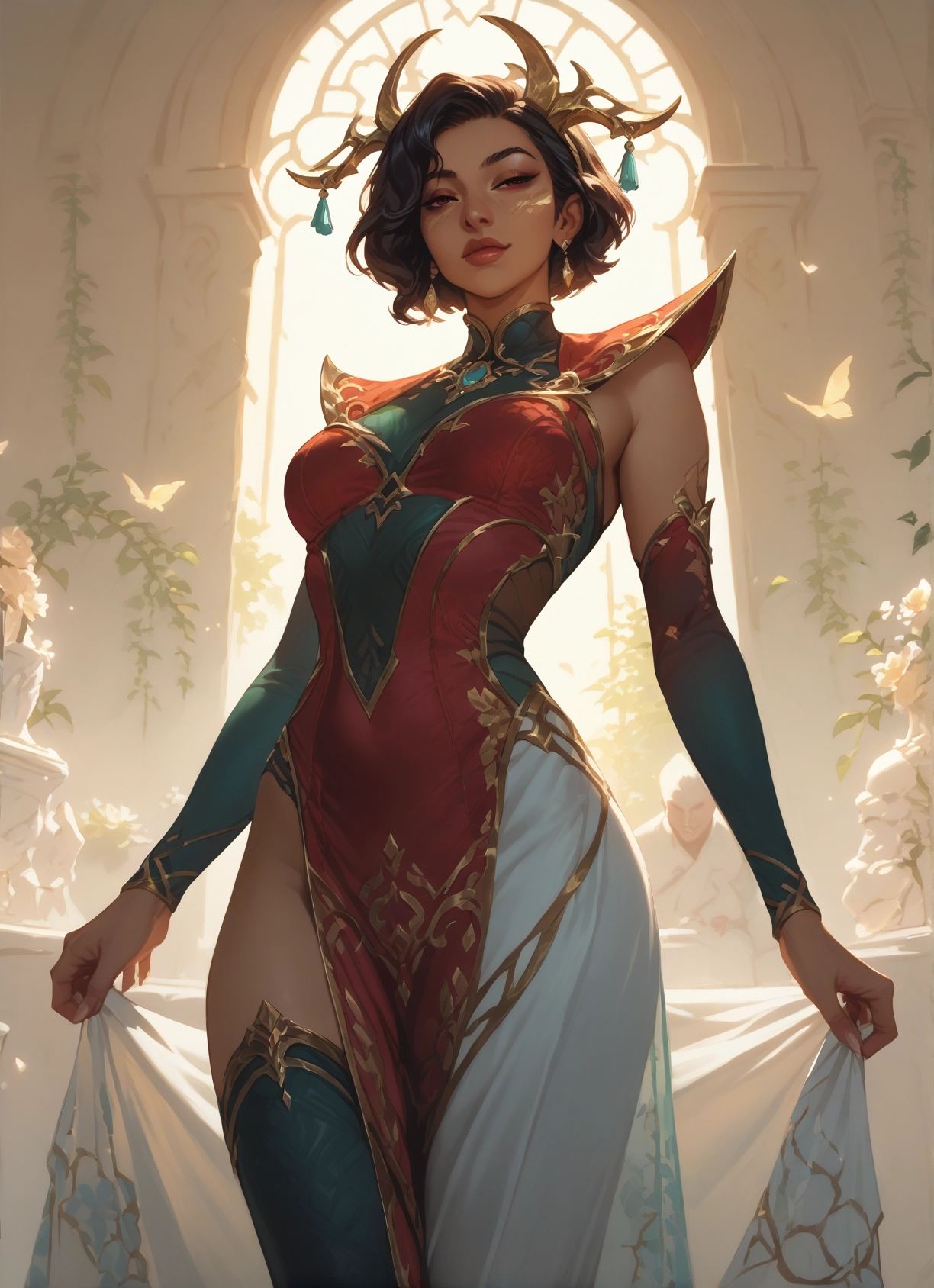1girl, thighhighs, jewelry, earrings, short hair, breasts · Yamete.gg