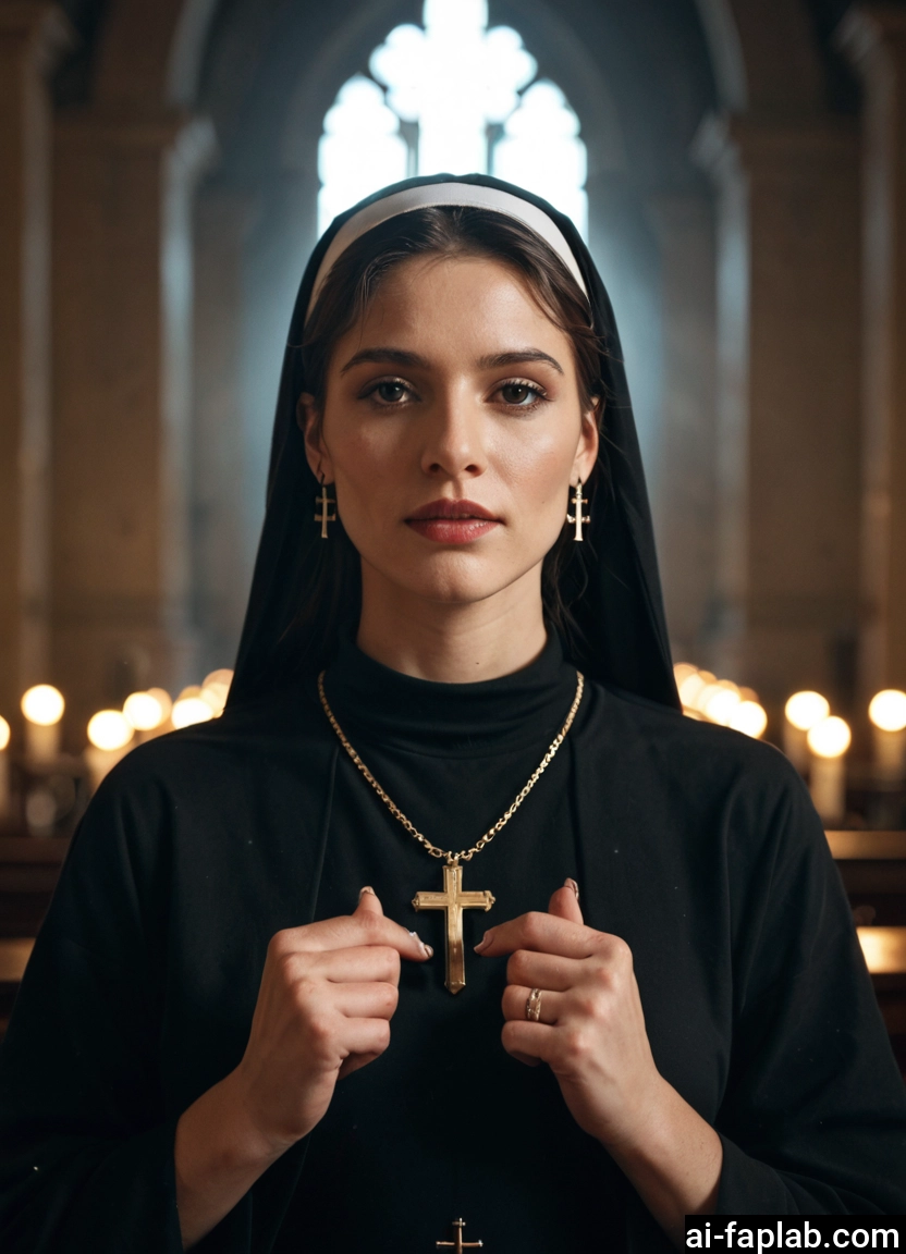 1girl, solo, jewelry, nun, cross, necklace · Yamete.gg