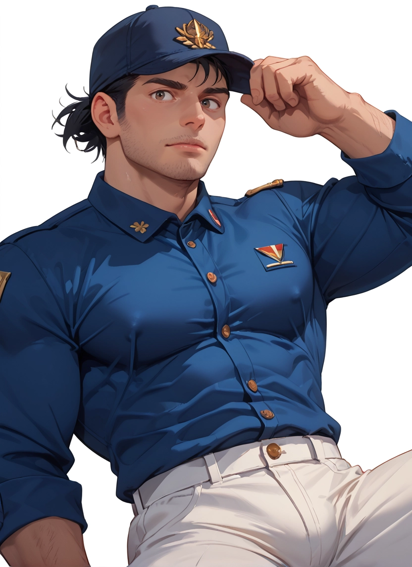 bara, 1boy, male focus, solo, muscular male, facial hair · Yamete.gg