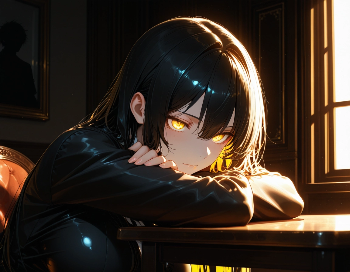 1girl, solo, black hair, long hair, indoors, looking at viewer · Yamete.gg