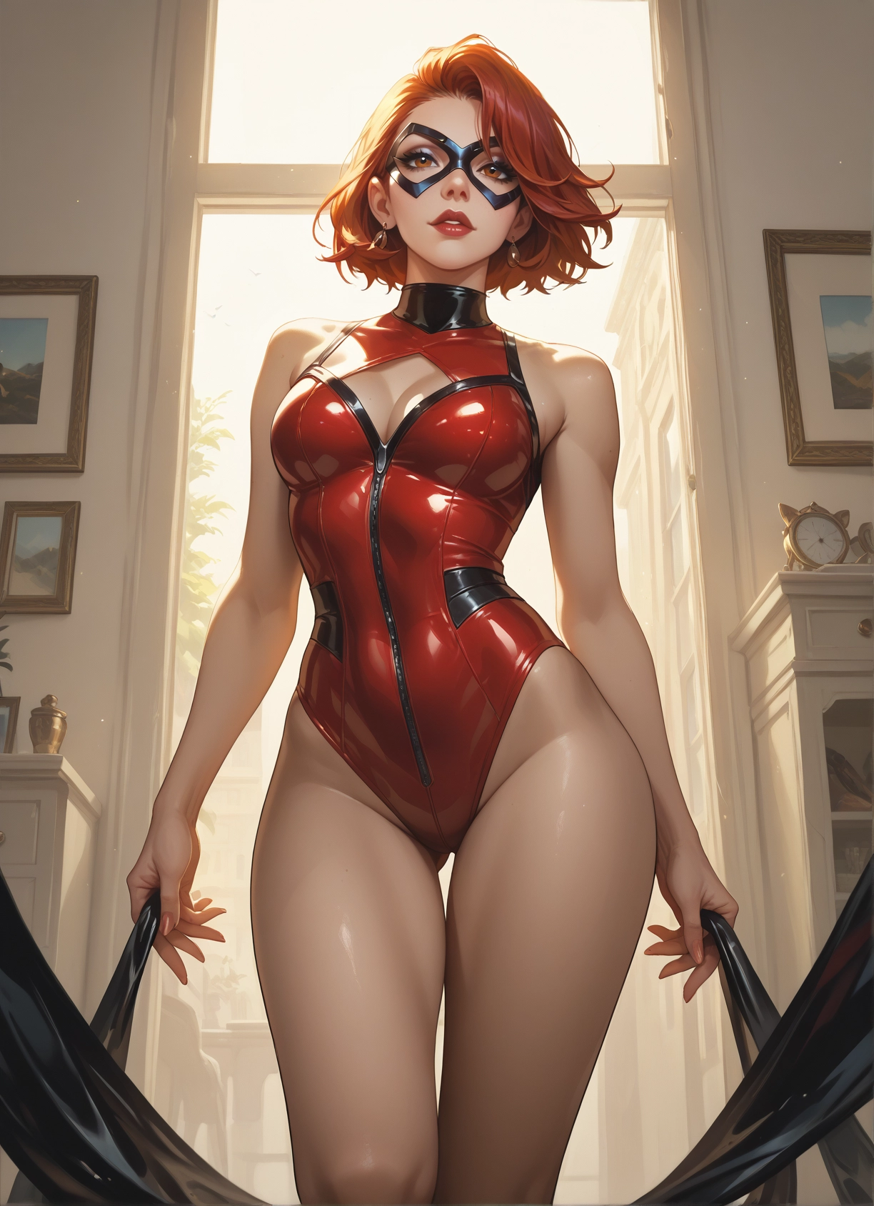 1girl, breasts, solo, jewelry, earrings, mask · Yamete.gg