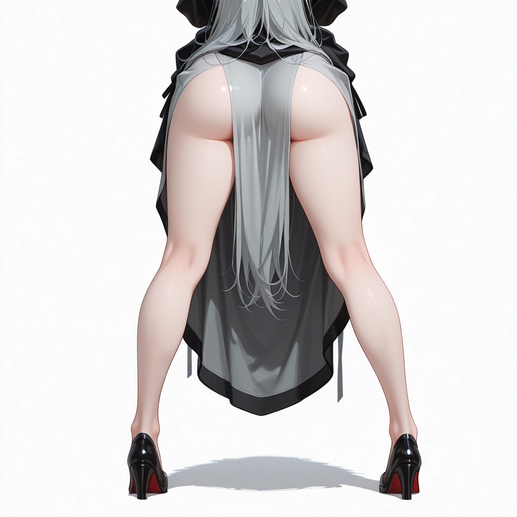 1girl, solo, long hair, high heels, ass, dress · Yamete.gg