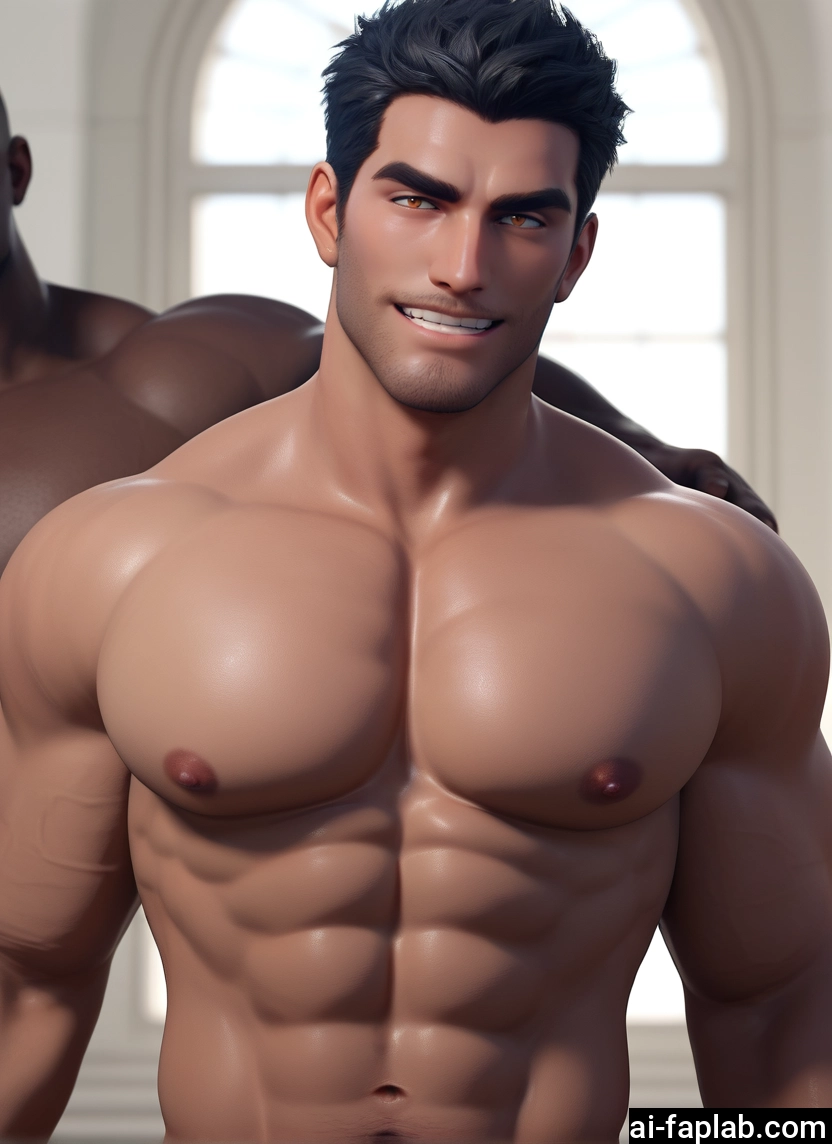pectorals, muscular, muscular male, bara, male focus, nipples · Yamete.gg