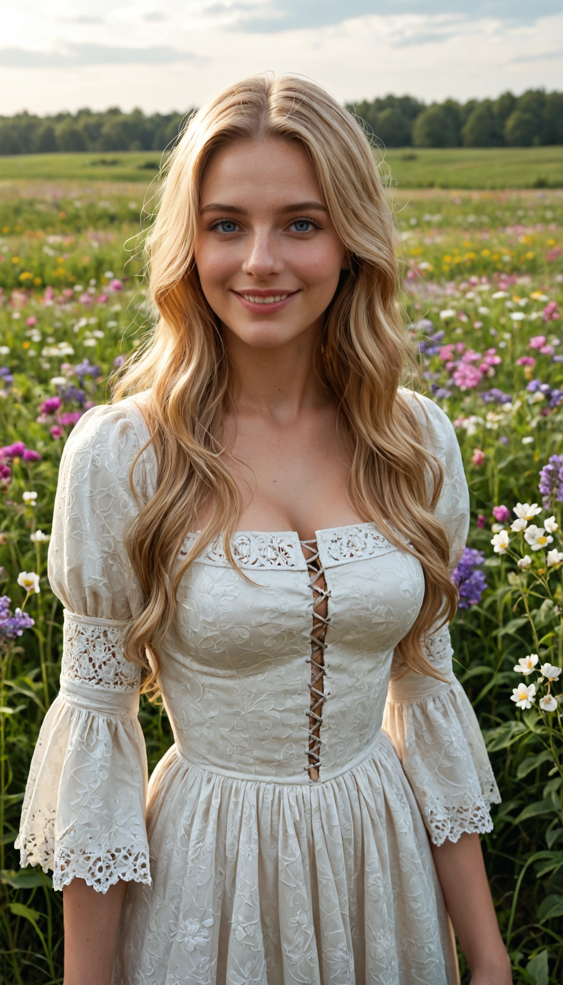 1girl, solo, realistic, blonde hair, dress, breasts · Yamete.gg