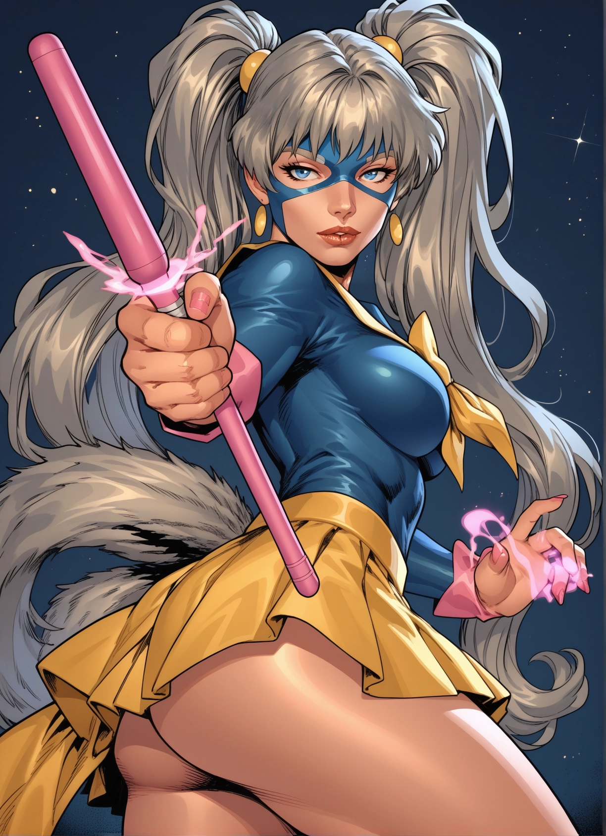 1girl, twintails, ass, blue eyes, solo, skirt · Yamete.gg