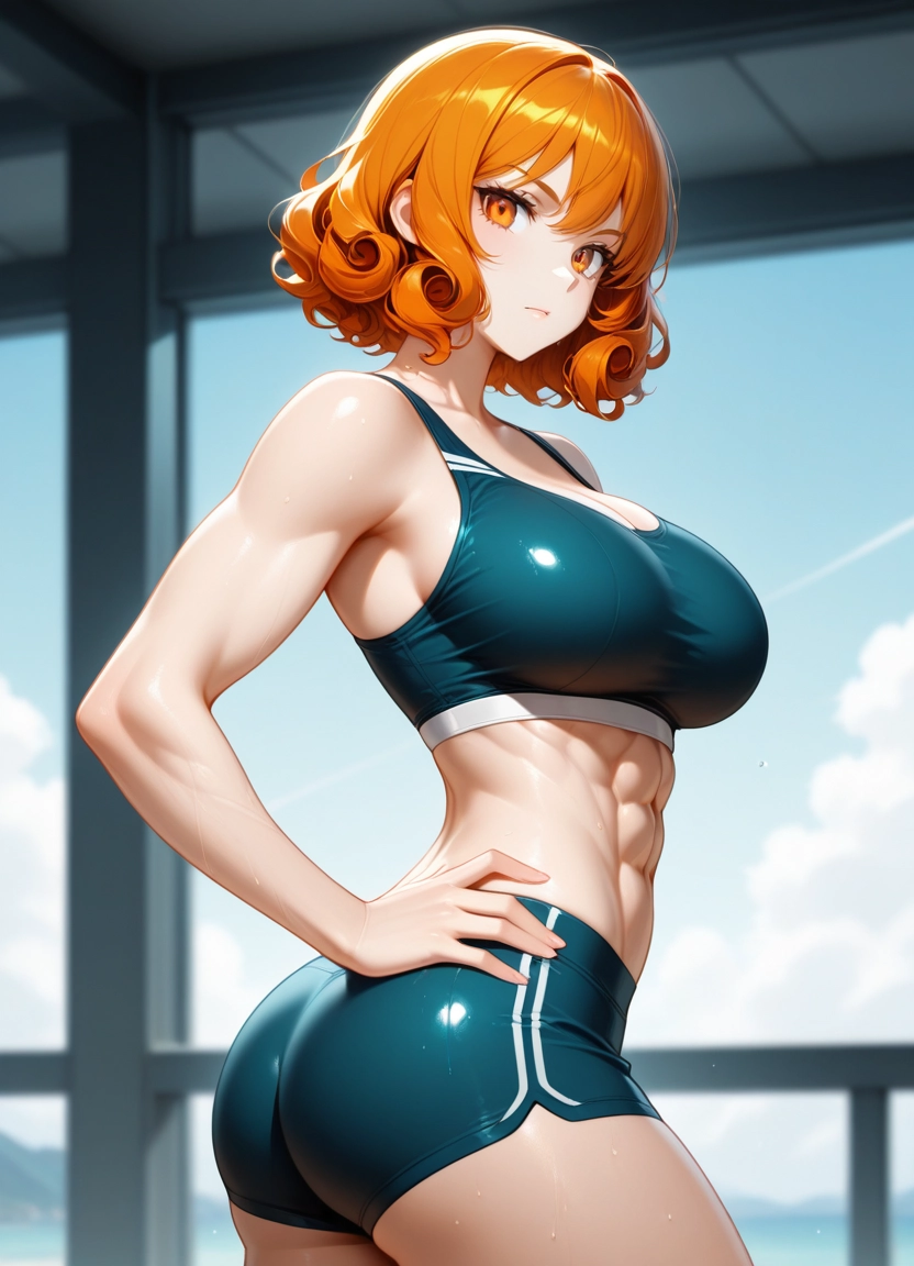 1girl, solo, breasts, orange hair, orange eyes, ass · Yamete.gg
