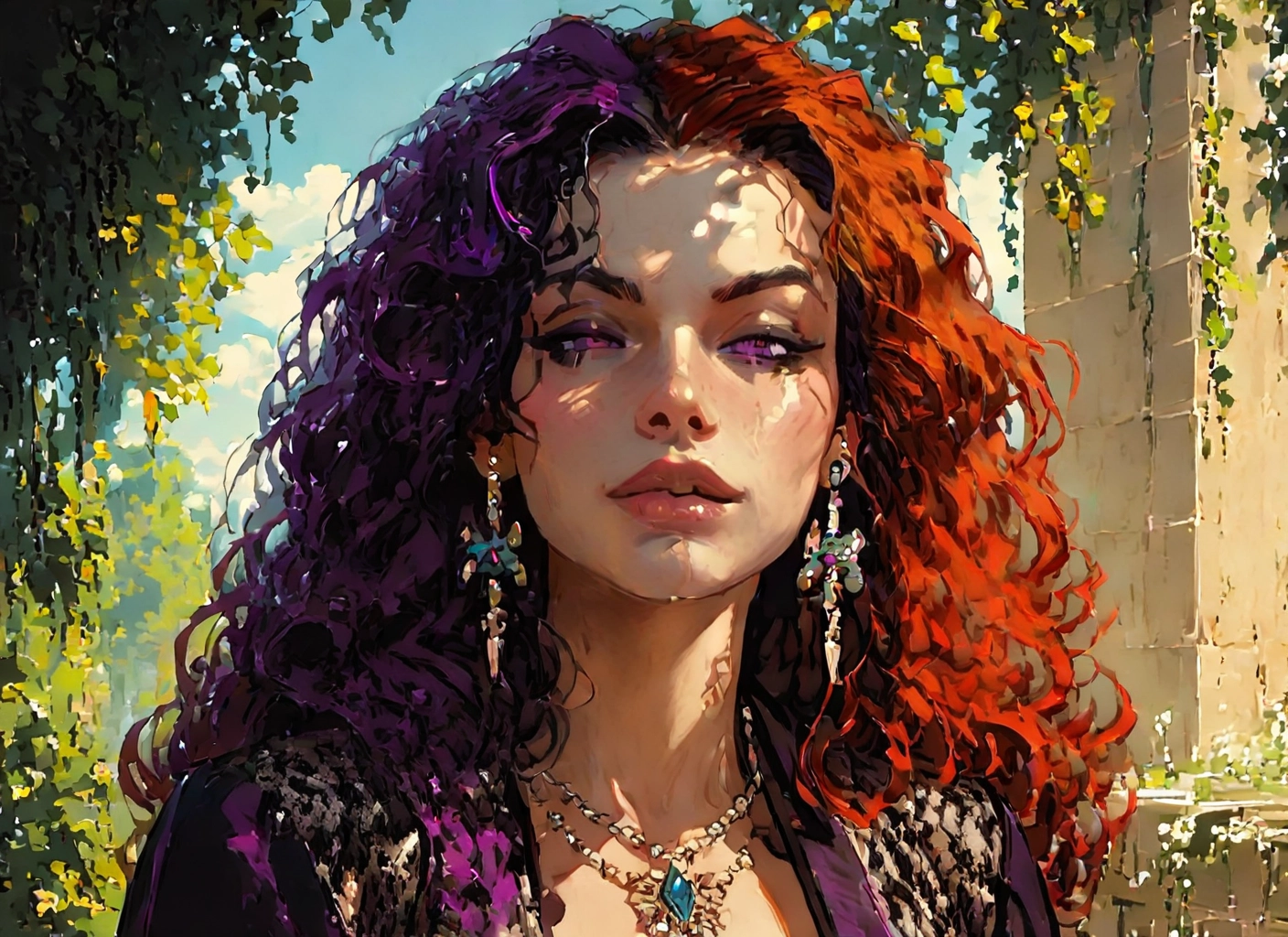1girl, solo, jewelry, earrings, necklace, long hair · Yamete.gg