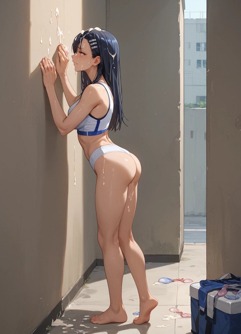 1girl, nagatoro hayase, used condom, long hair, cum, barefoot · Yamete.gg