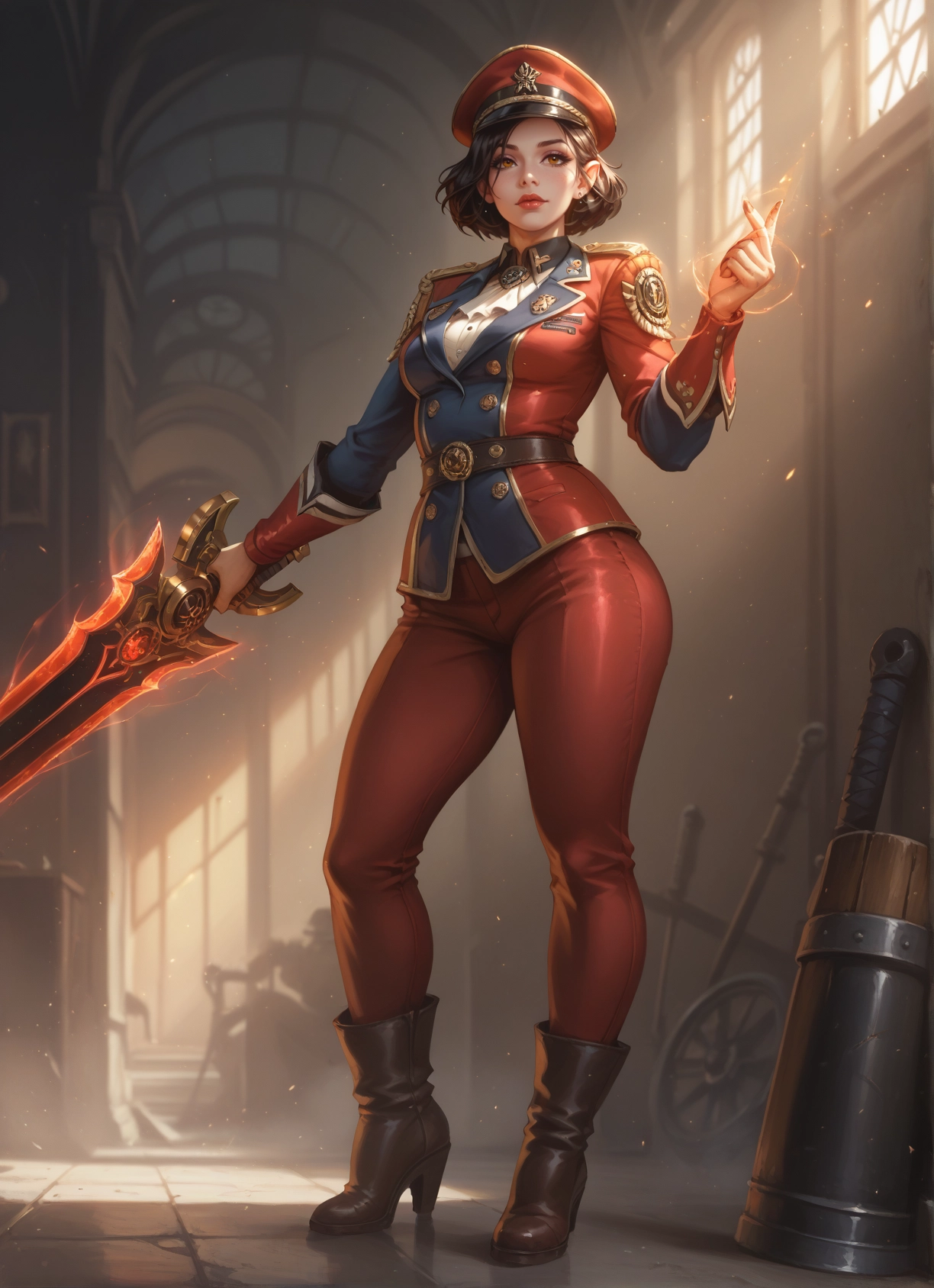 1girl, weapon, sword, hat, boots, high heels · Yamete.gg