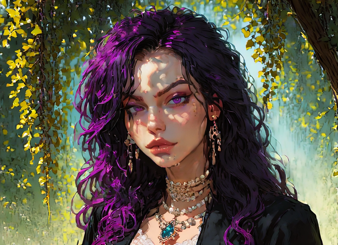 1girl, solo, jewelry, earrings, necklace, long hair · Yamete.gg