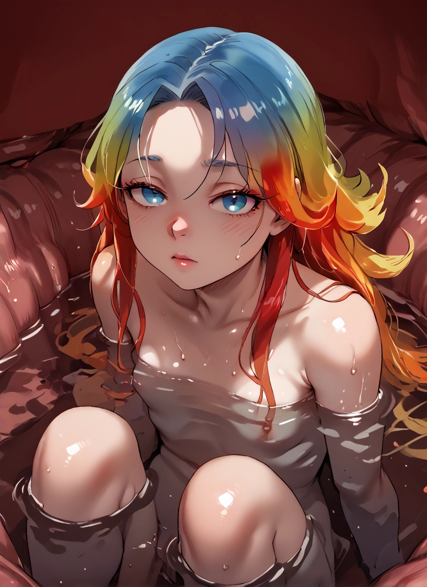 1girl, solo, blue eyes, multicolored hair, long hair, looking at viewer · Yamete.gg