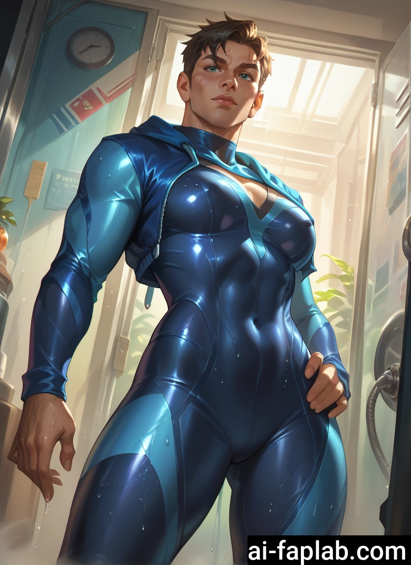 bodysuit, solo, short hair, muscular, hand on hip, 1girl · Yamete.gg