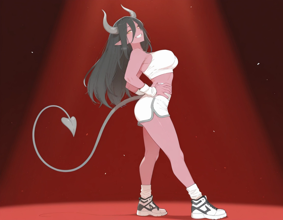 1girl, horns, demon girl, tail, solo, demon tail · Yamete.gg