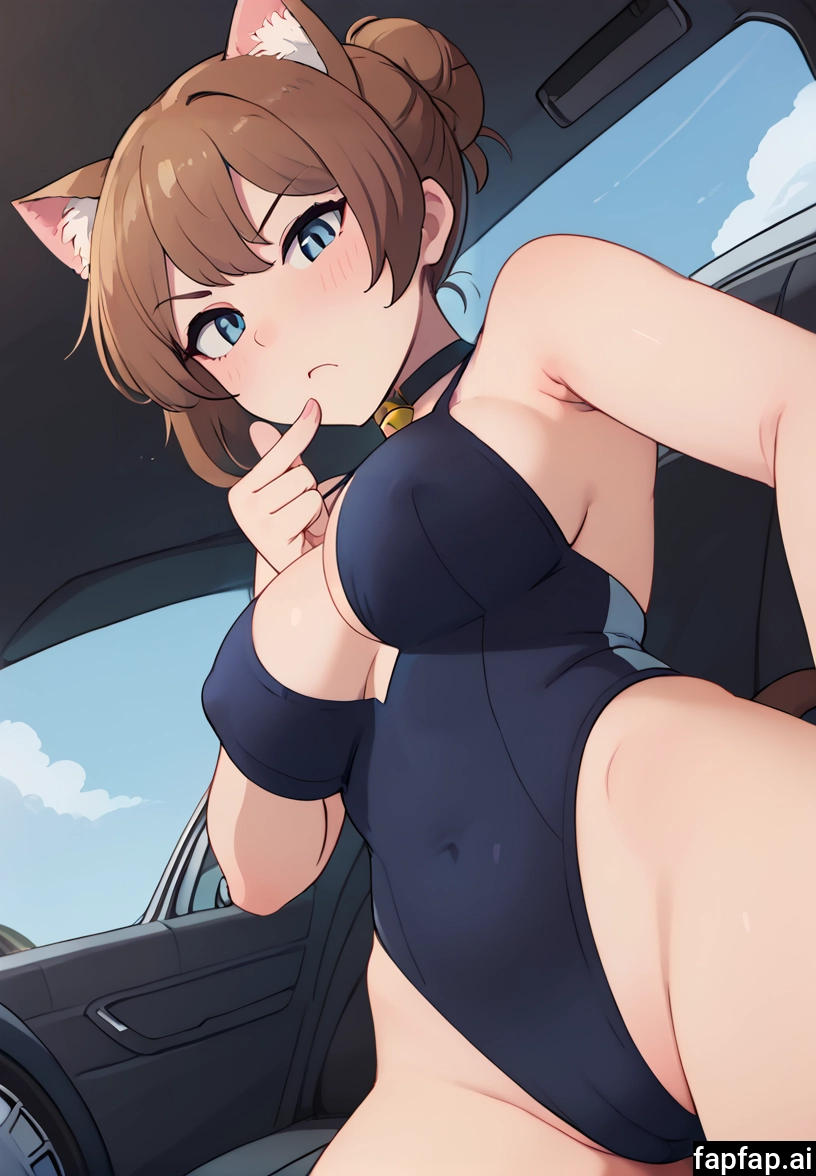 1girl, breasts, animal ears, solo, brown hair, cat ears · Yamete.gg