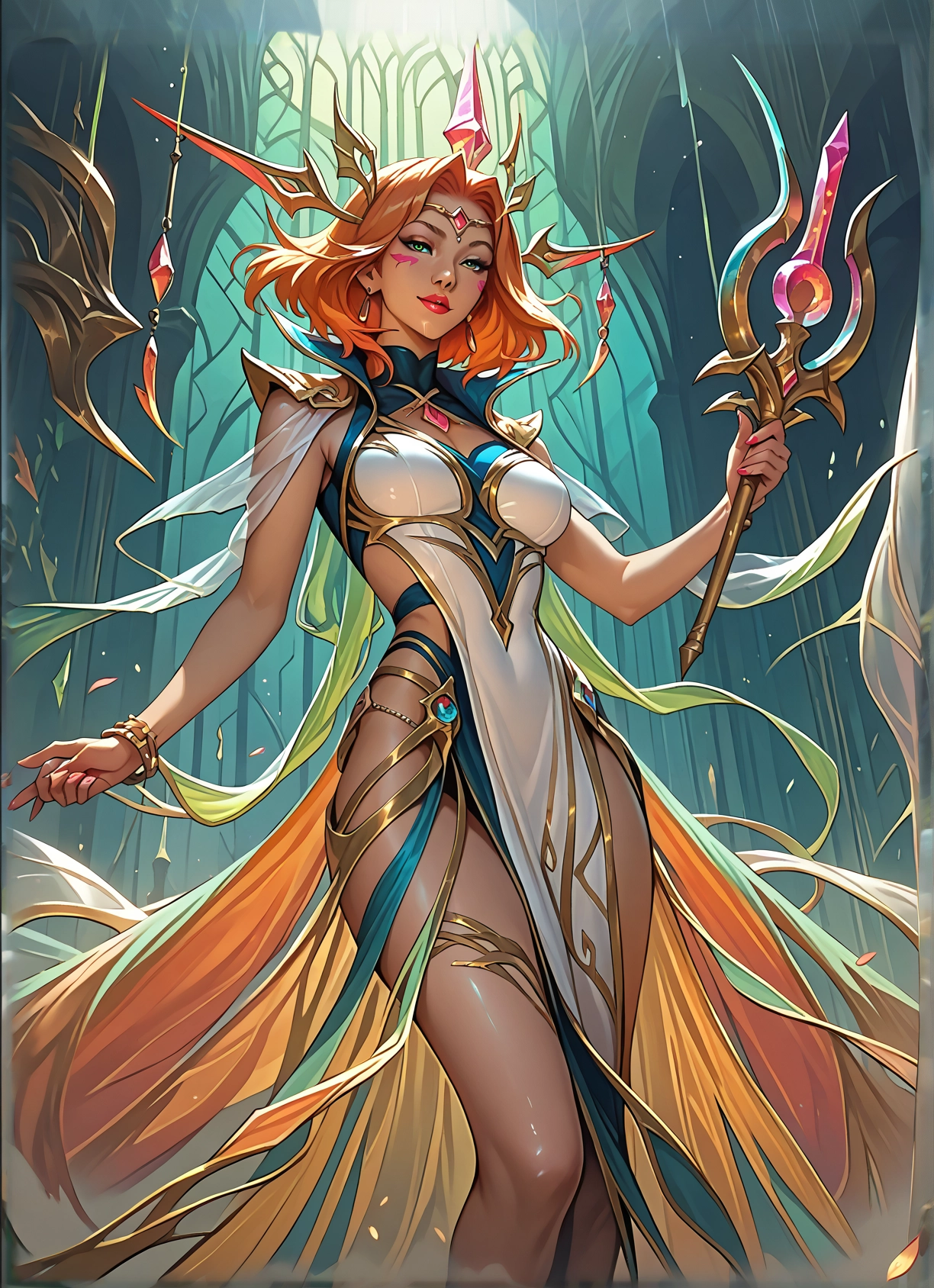 1girl, jewelry, solo, breasts, earrings, dress · Yamete.gg