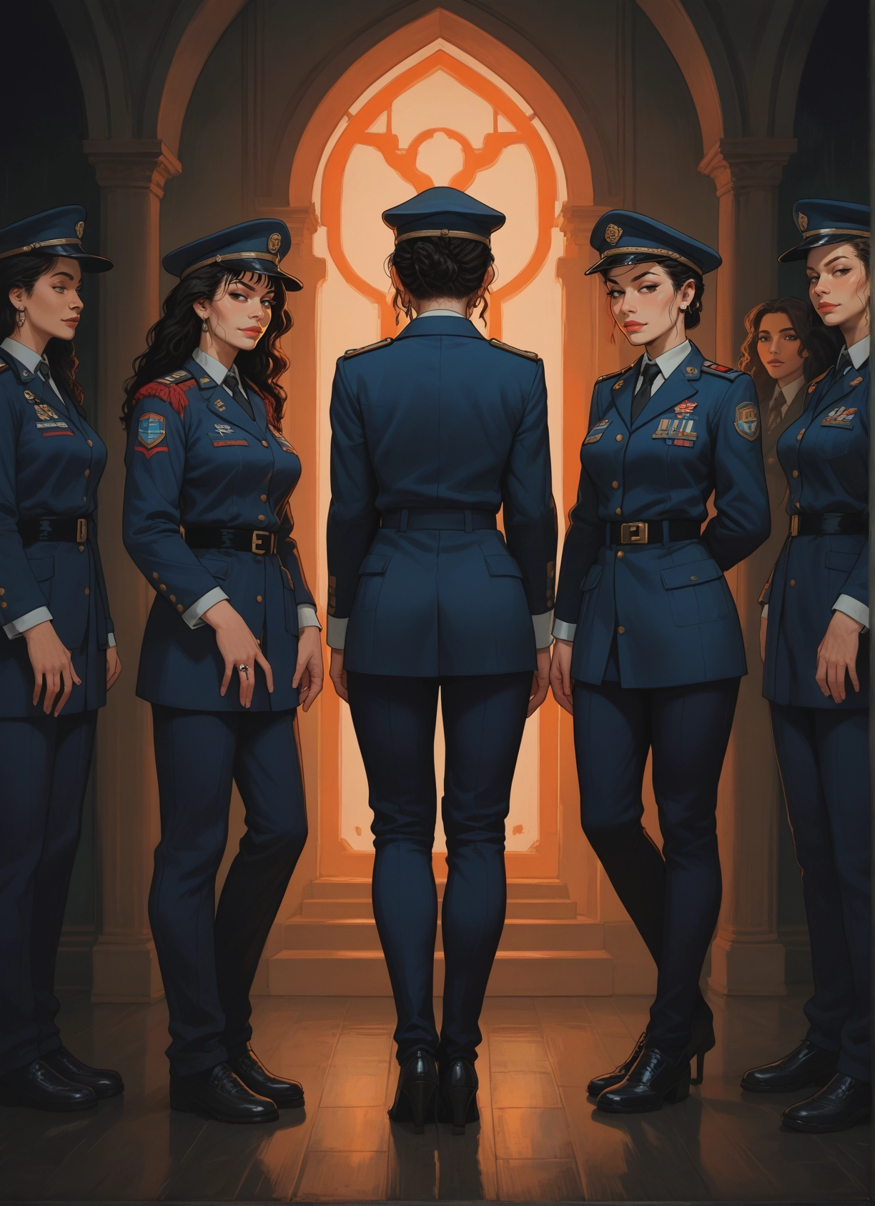 multiple girls, uniform, jewelry, hat, military uniform, military · Yamete.gg