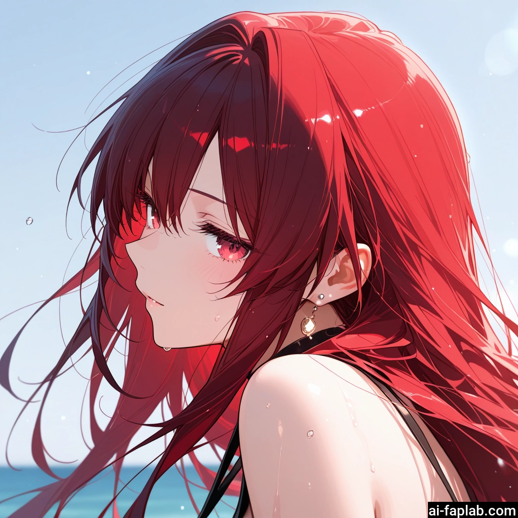 1girl, solo, long hair, jewelry, earrings, red eyes · Yamete.gg