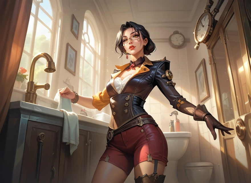 1girl, glasses, breasts, jewelry, solo, shorts · Yamete.gg