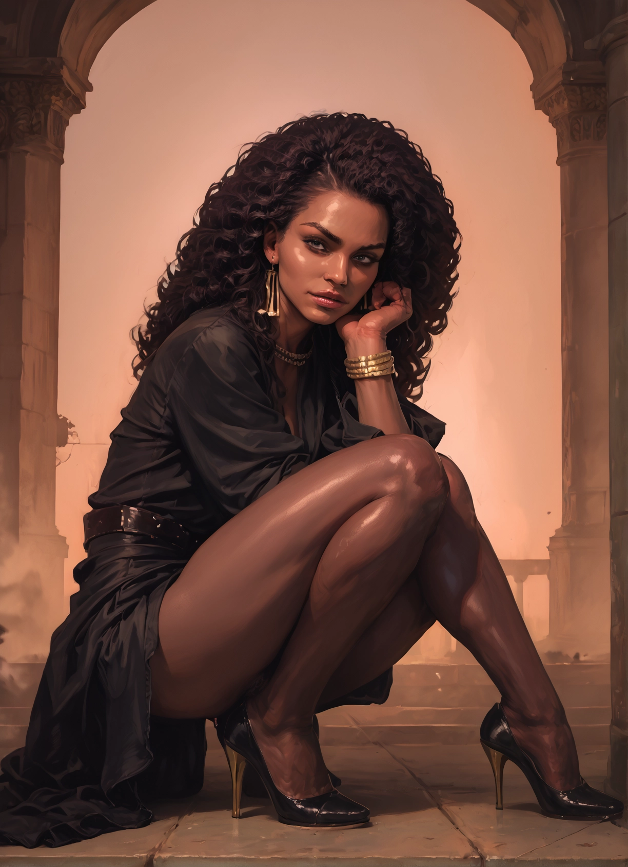 1girl, solo, jewelry, high heels, earrings, bracelet · Yamete.gg