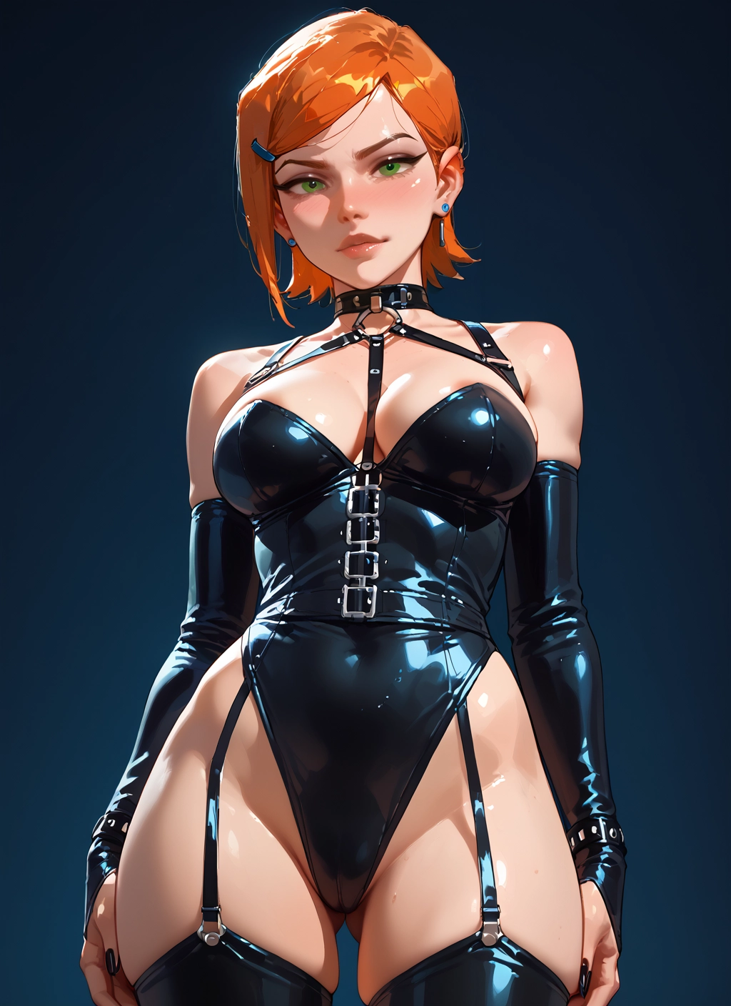 1girl, breasts, solo, green eyes, jewelry, hair ornament · Yamete.gg