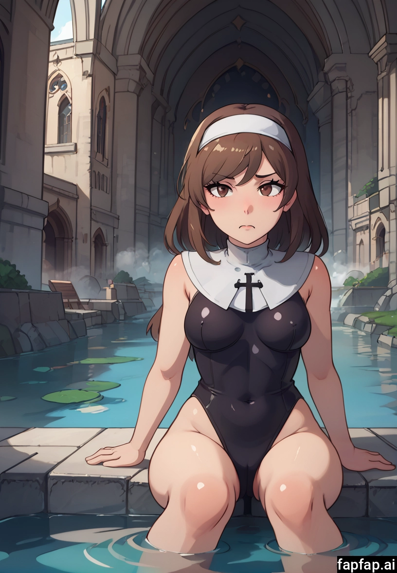 1girl, brown hair, brown eyes, solo, breasts, cameltoe