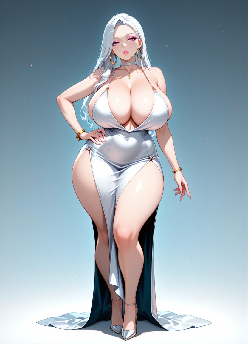 1girl, breasts, jewelry, earrings, solo, dress · Yamete.gg