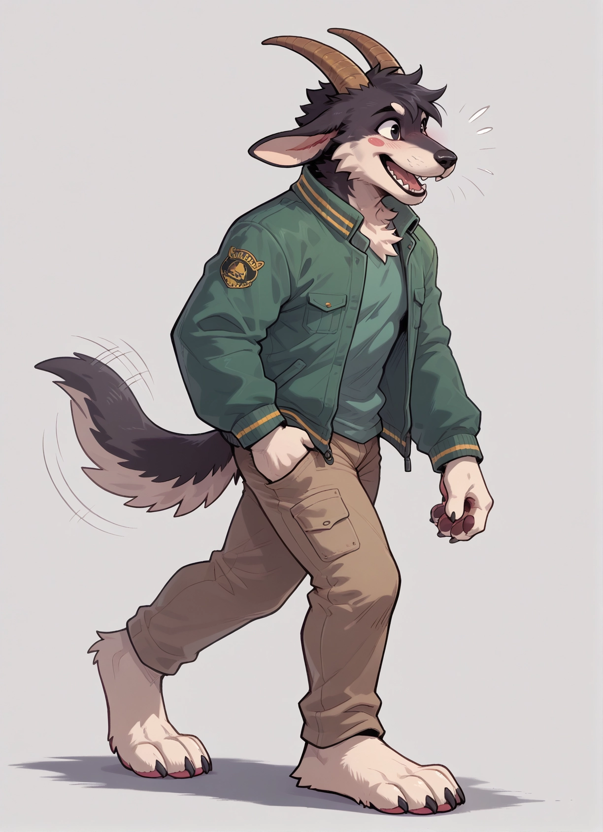 1boy, male focus, horns, furry, animal ears, jacket · Yamete.gg
