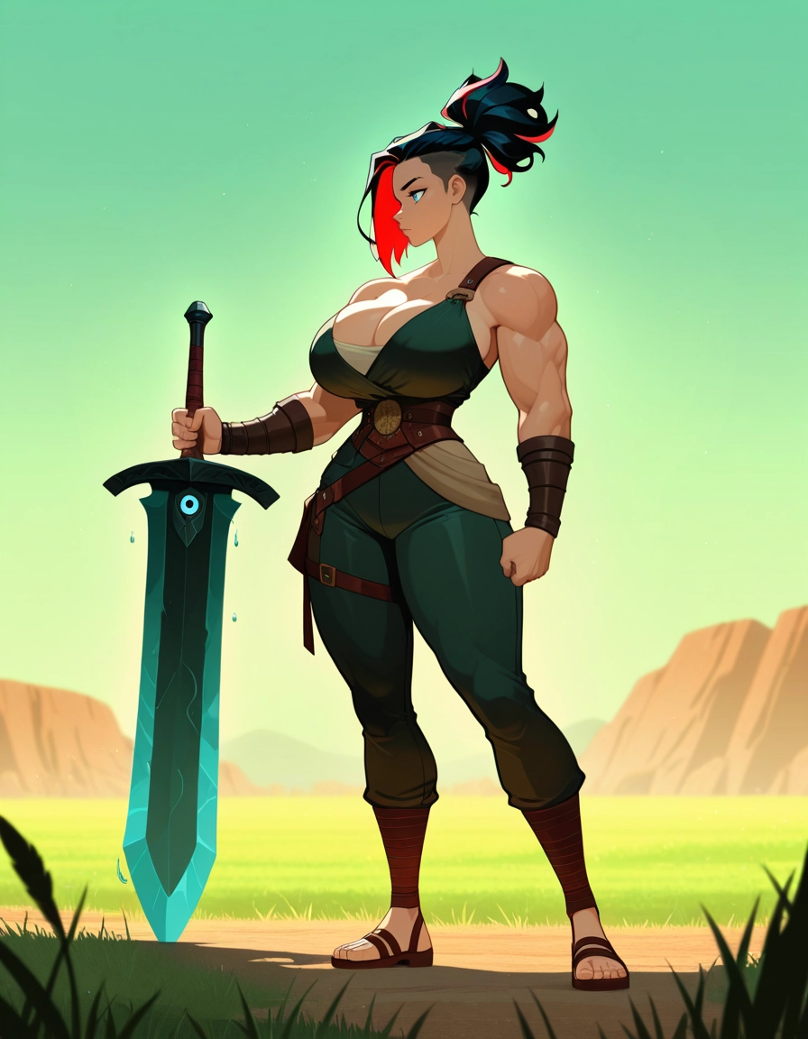 1girl, breasts, sword, weapon, muscular female, muscular · Yamete.gg