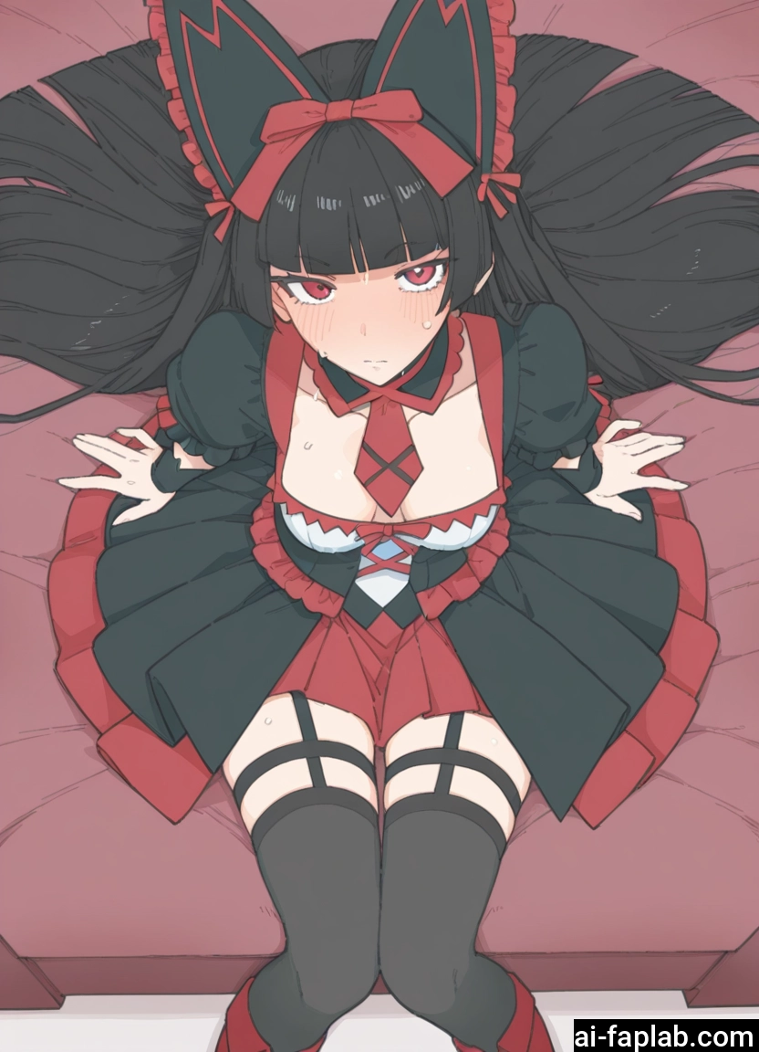 1girl, long hair, breasts, black hair, red eyes, thighhighs · Yamete.gg