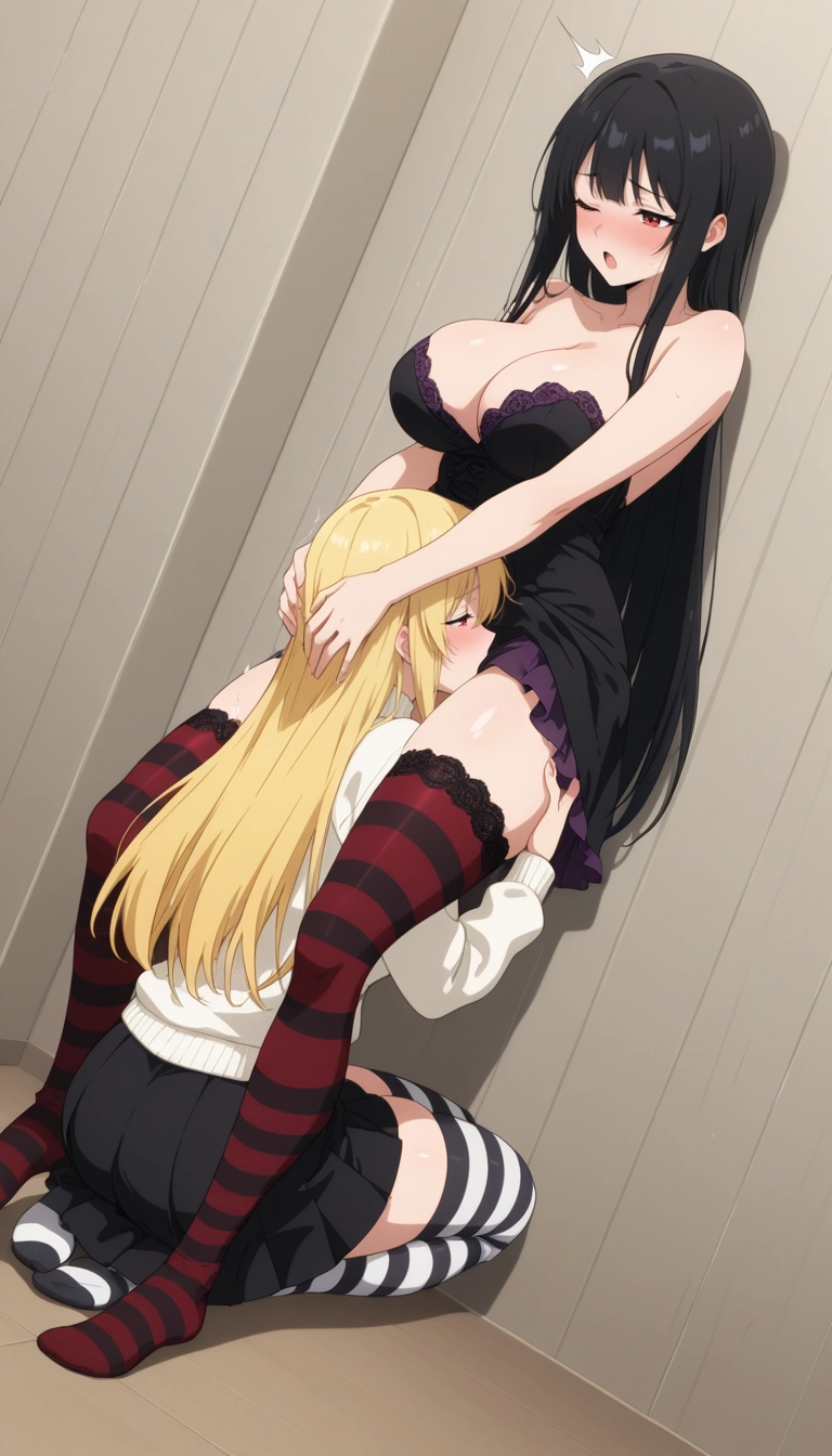 thighhighs, oral, multiple girls, 2girls, breasts, yuri · Yamete.gg