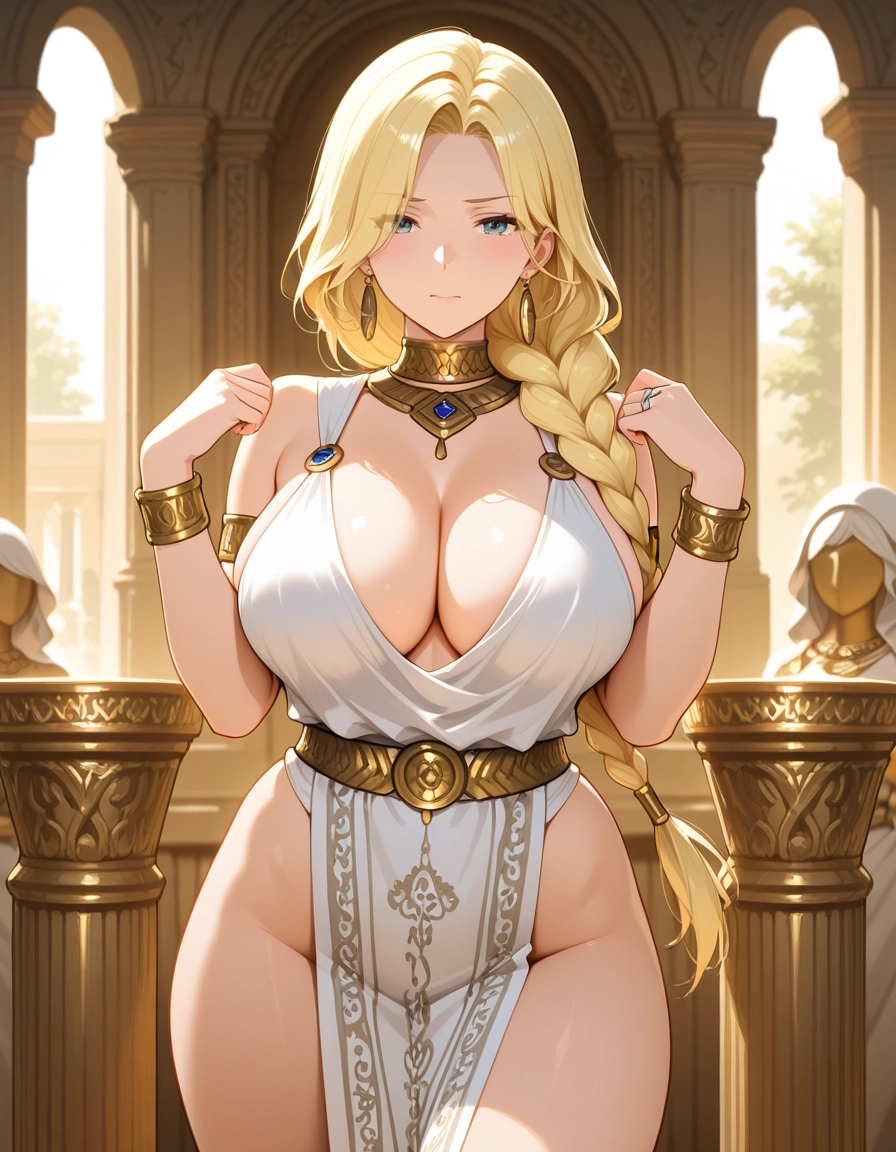 breasts, jewelry, blonde hair, long hair, looking at viewer, large breasts · Yamete.gg