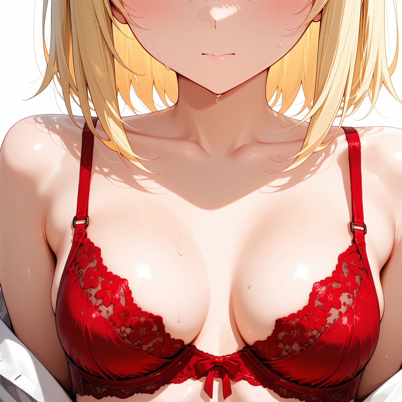1girl, solo, breasts, underwear, bra, blonde hair · Yamete.gg