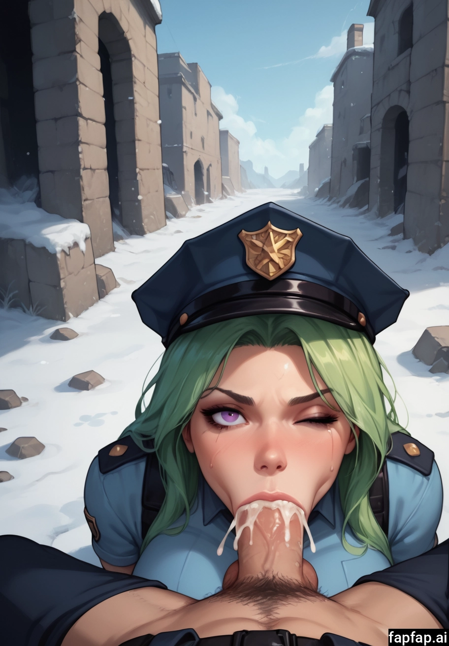 1girl, penis, uniform, fellatio, cum, police uniform · Yamete.gg