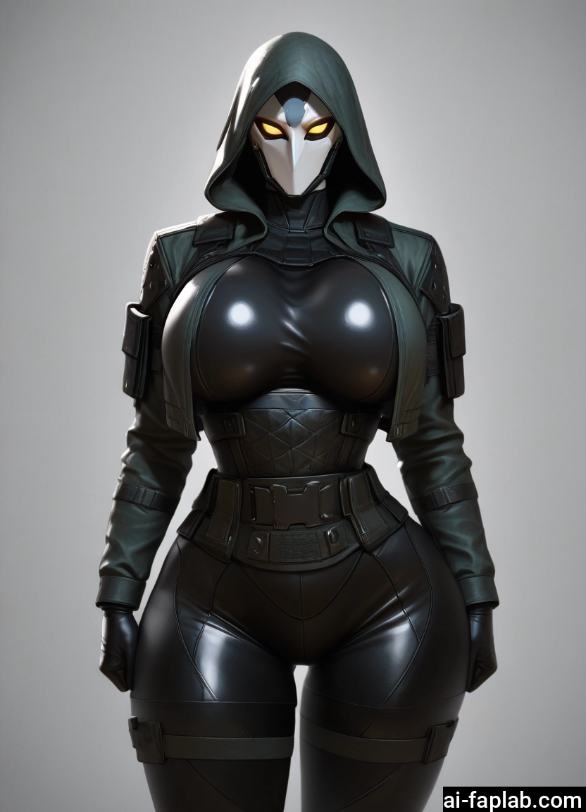 1girl, breasts, solo, hood, mask, bodysuit · Yamete.gg