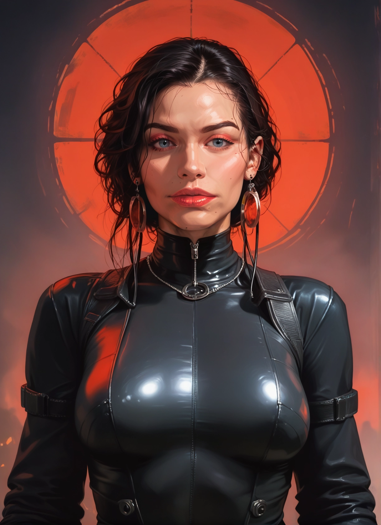 1girl, solo, jewelry, earrings, mole, breasts · Yamete.gg