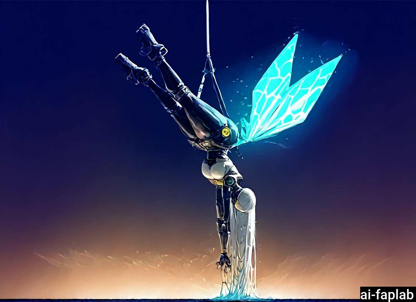 1girl, solo, wings, joints, long hair, robot · Yamete.gg