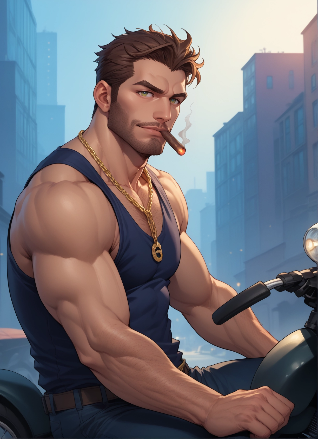 bara, male focus, 1boy, muscular, facial hair, muscular male · Yamete.gg