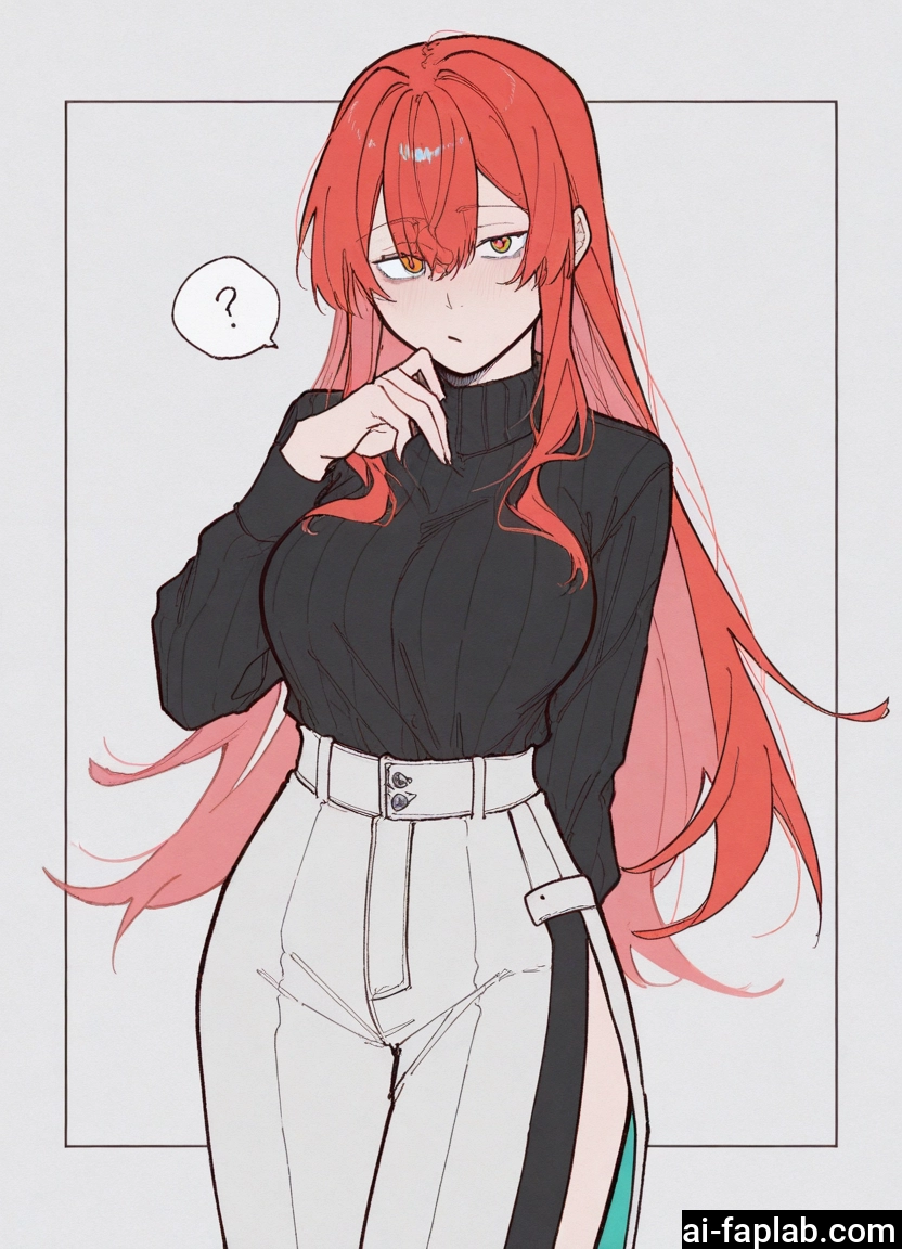 1girl, long hair, solo, sweater, breasts, pants · Yamete.gg