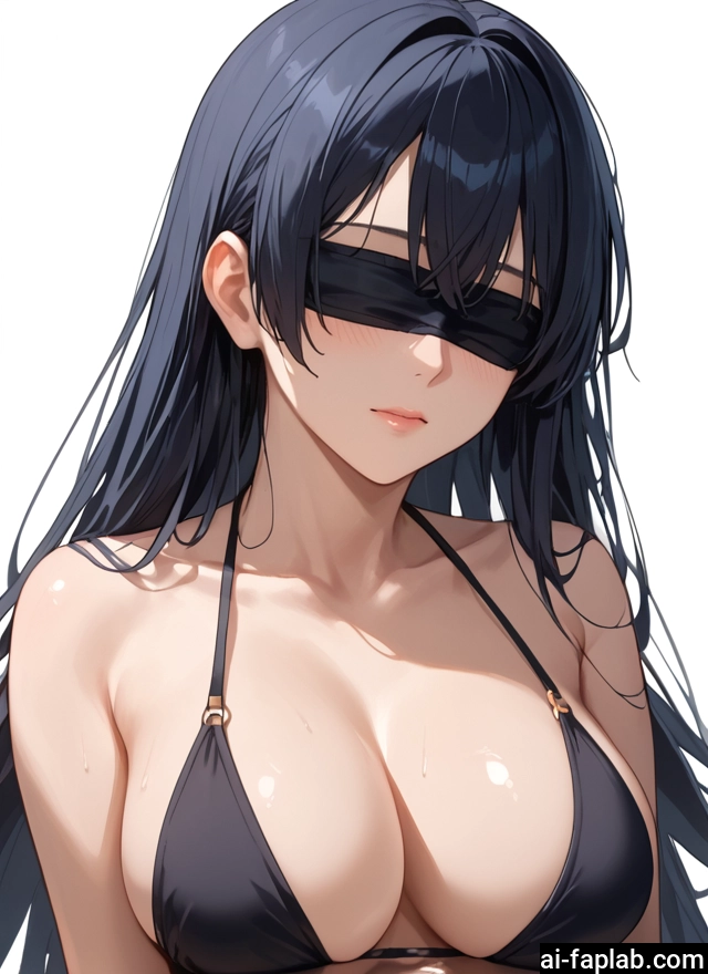 1girl, breasts, long hair, blindfold, solo, swimsuit · Yamete.gg
