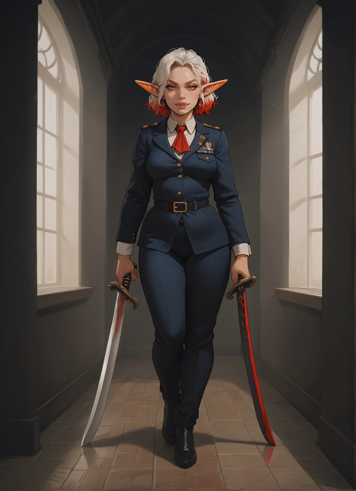1girl, weapon, sword, pointy ears, solo, holding · Yamete.gg