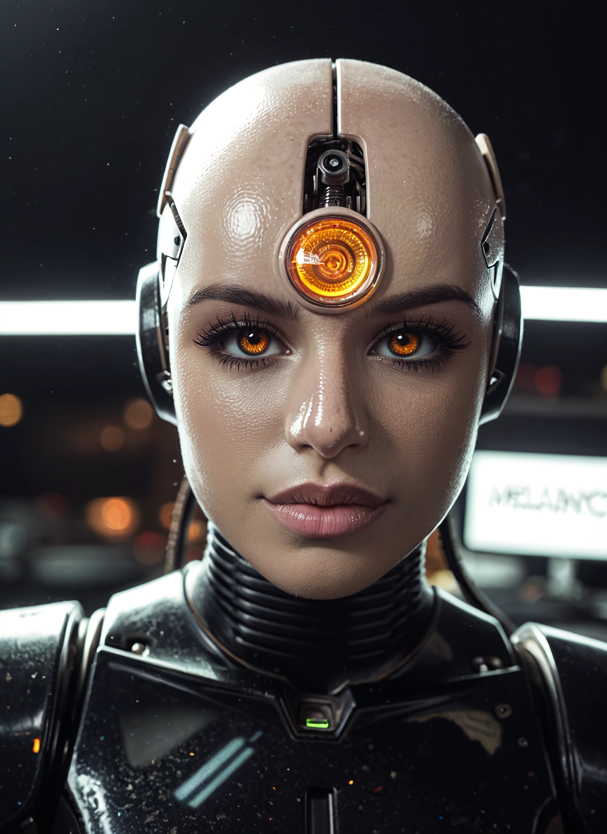 solo, 1girl, bald, lips, science fiction, bald girl · Yamete.gg