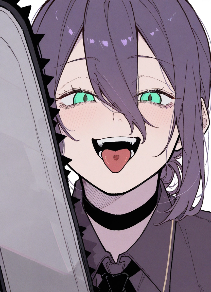 1girl, tongue, tongue out, solo, choker, hair between eyes