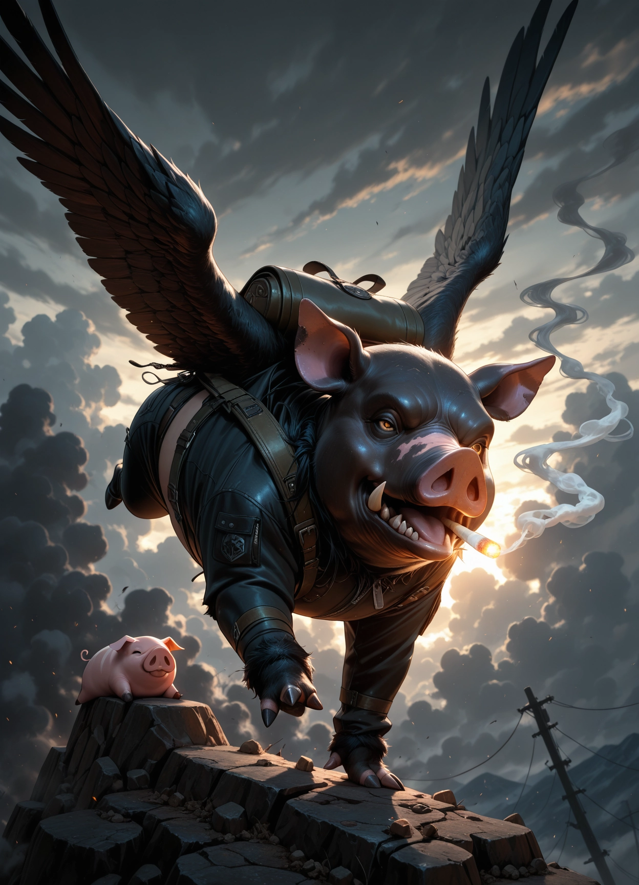 furry, cigarette, smoking, cloud, sky, wings · Yamete.gg