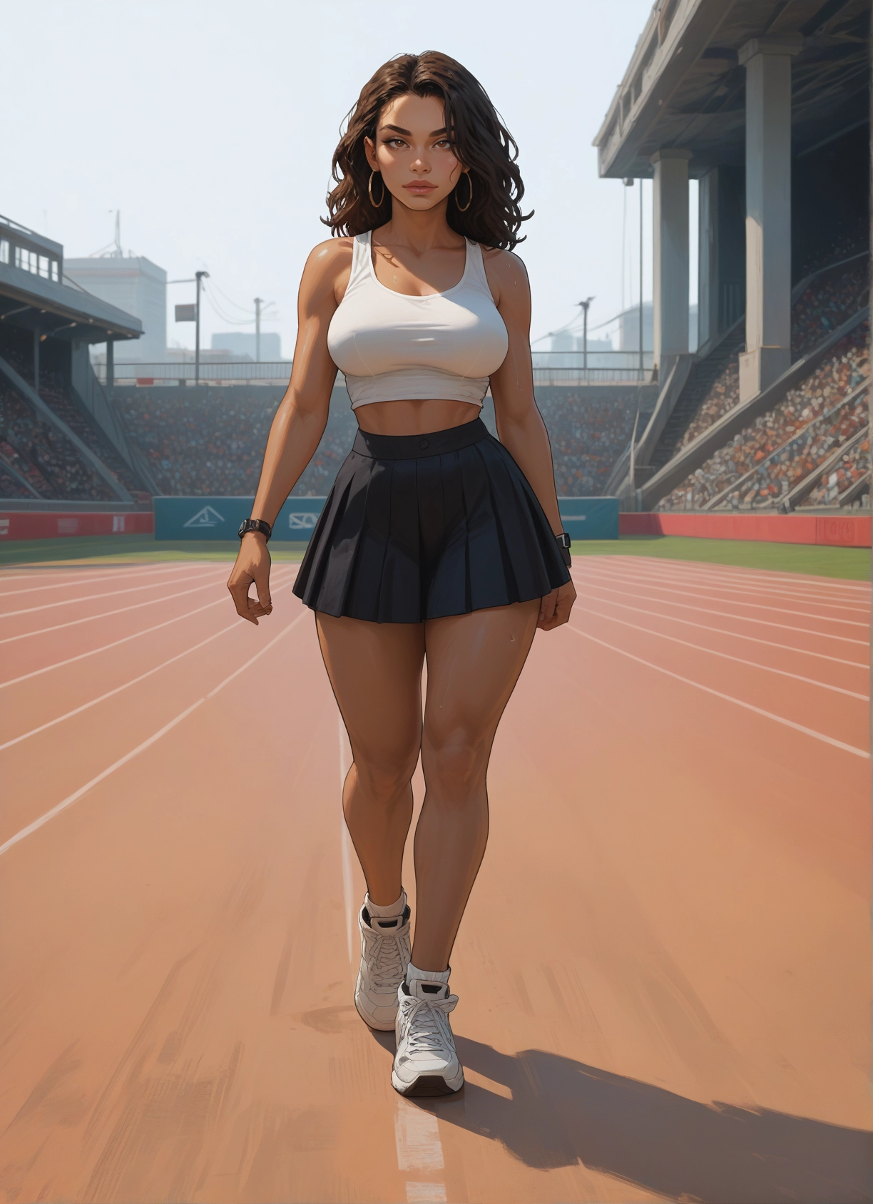 1girl, breasts, skirt, jewelry, earrings, shoes · Yamete.gg
