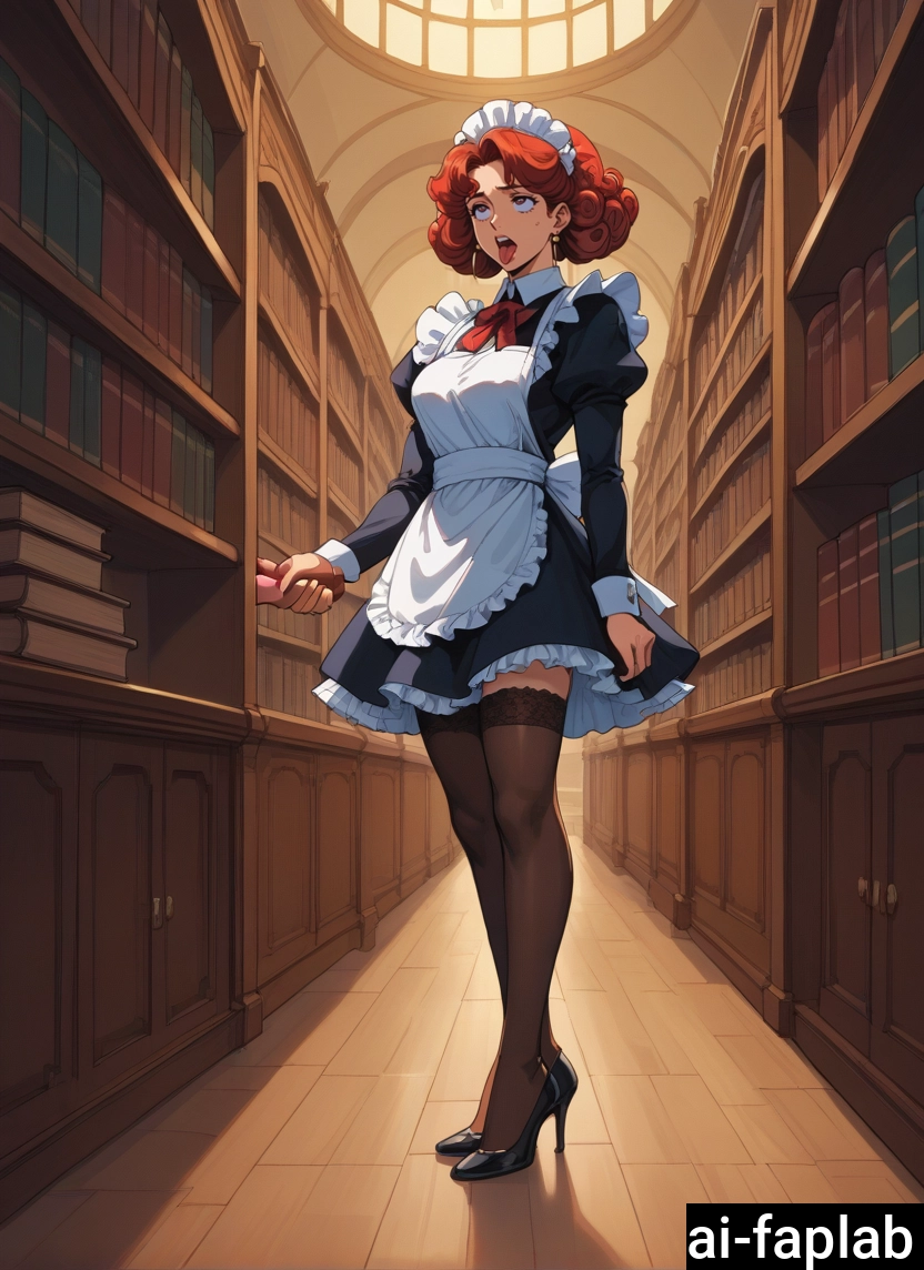 1girl, solo, maid, thighhighs, puffy sleeves, indoors · Yamete.gg
