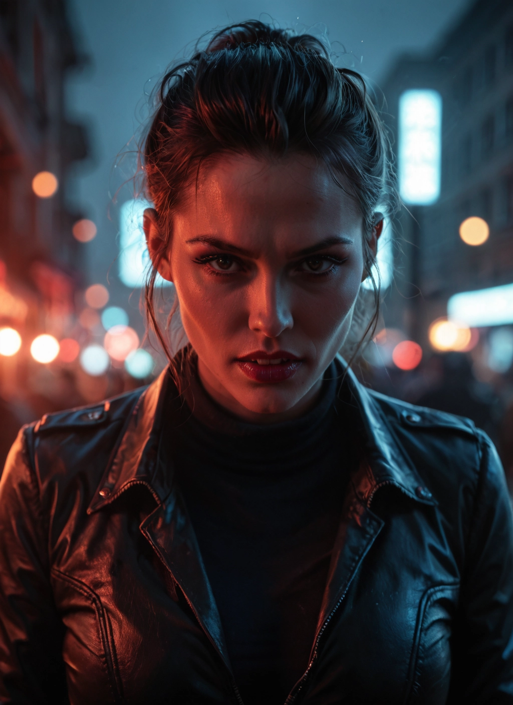 1girl, solo, jacket, leather, looking at viewer, leather jacket · Yamete.gg