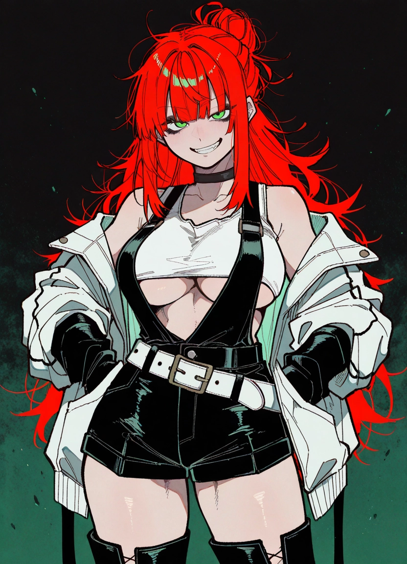 1girl, breasts, green eyes, red hair, smile, solo · Yamete.gg