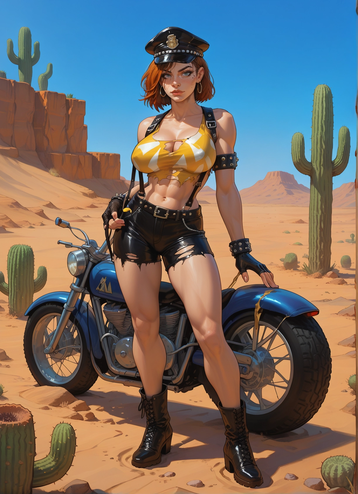 1girl, breasts, ground vehicle, motor vehicle, gloves, motorcycle · Yamete.gg